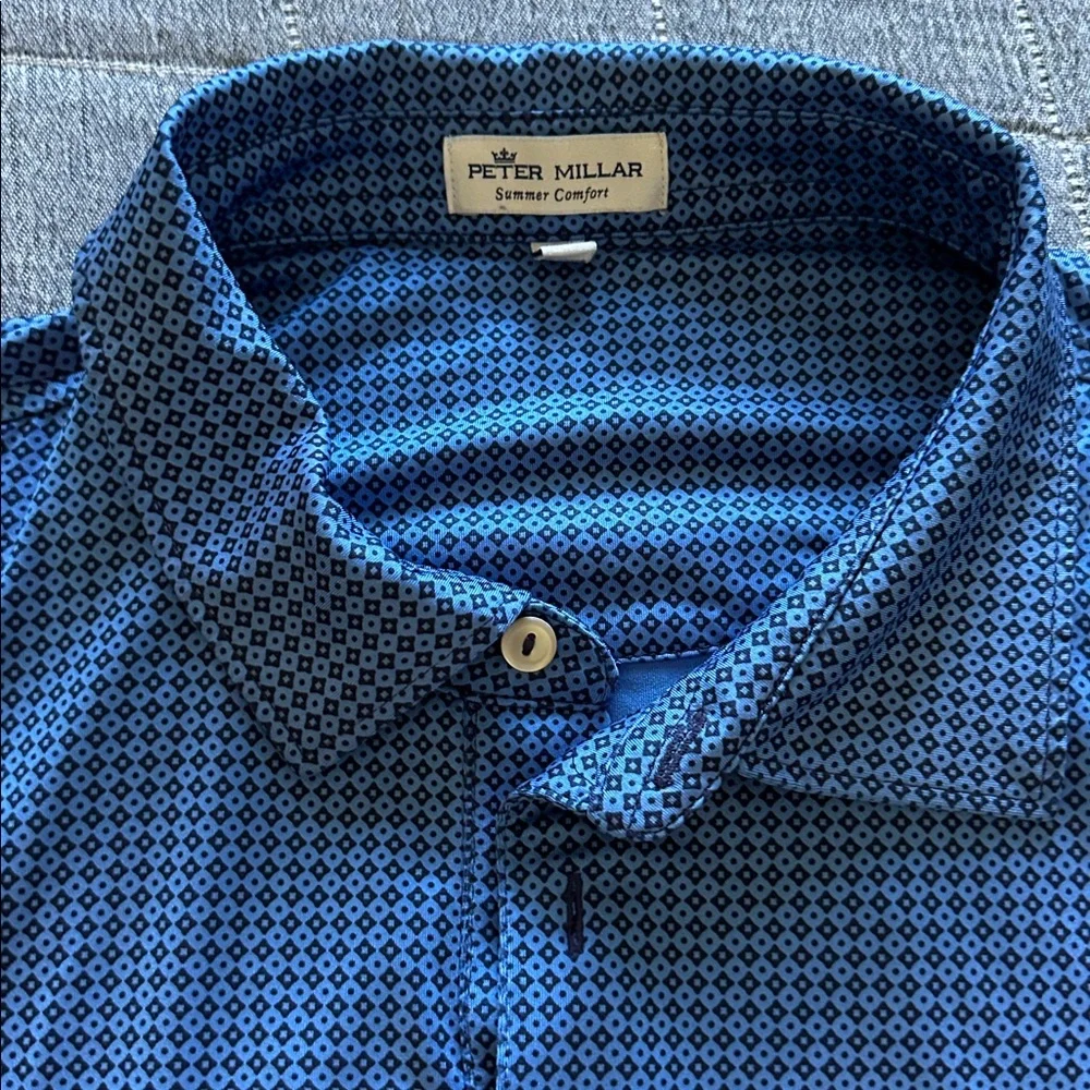 Peter Millar Blue Patterned Polo - Picture 2 of 3